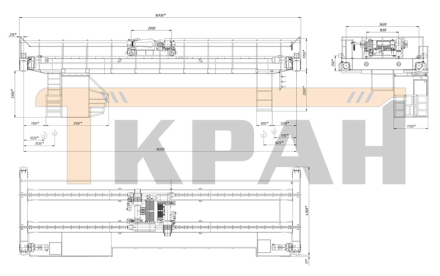 16 tonn kran mostovoi